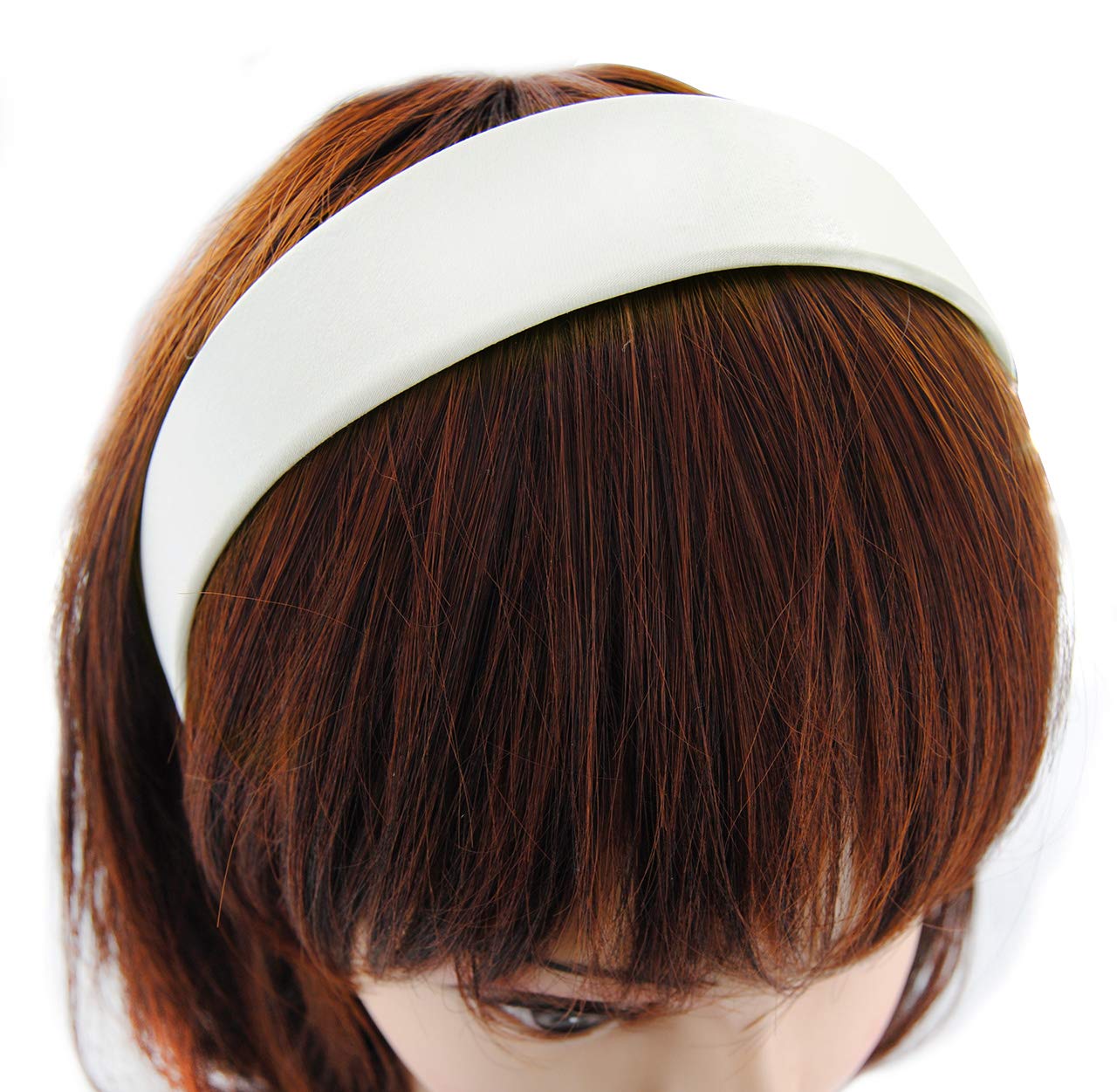 Axy HRK1 Wide Headband with Satin Covered Hairband Vintage Classic Look, White
