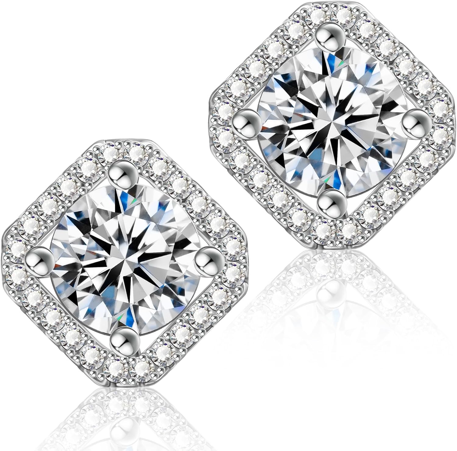 ABSOLUTE Moissanite Earrings Studs Hypoallergenic 925 Sterling Silver Stud Earrings for Womens 2 Carat Moissanite Diamond Earrings Studs for Men Promise Birthday Gift With Certificate