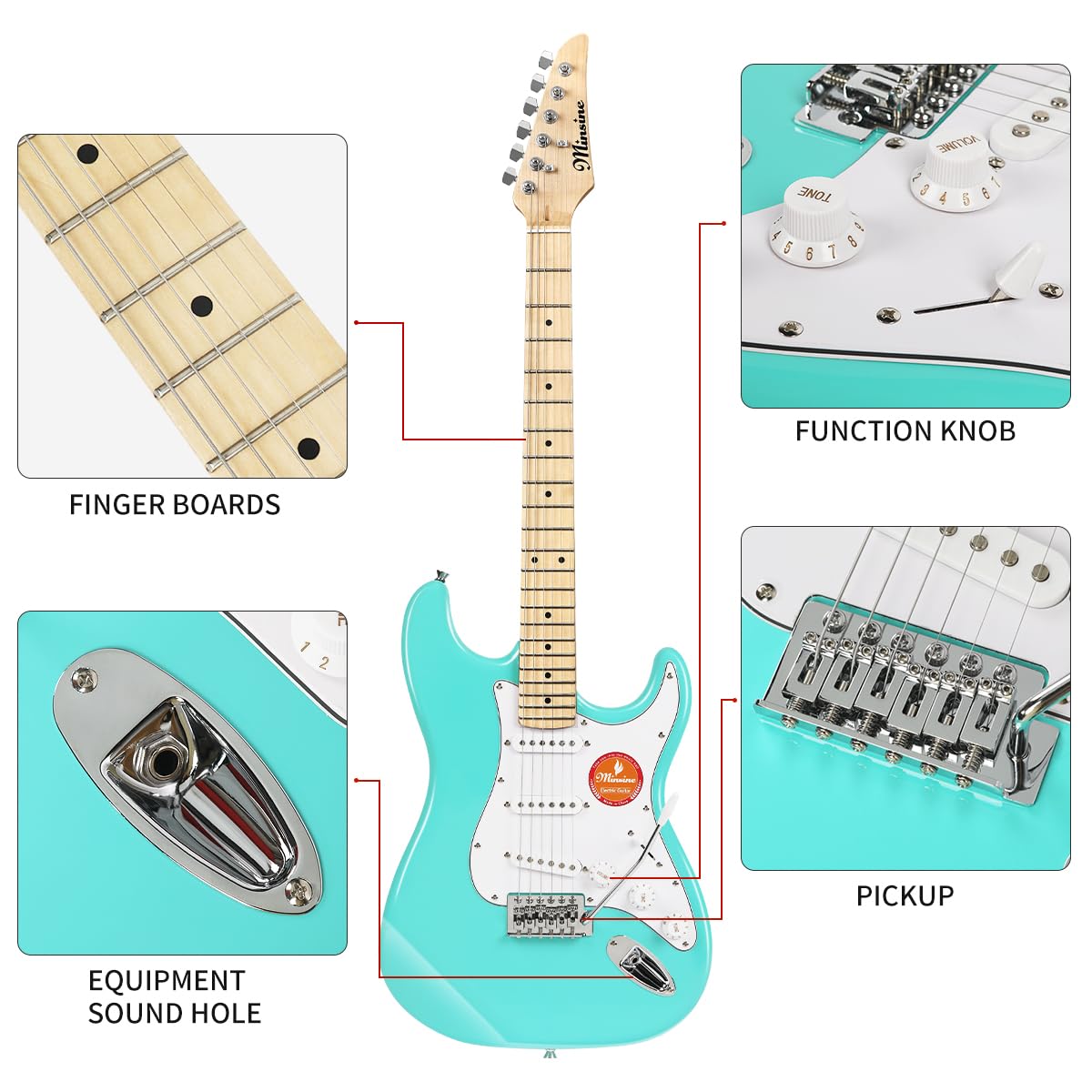 Snapklik.com : Bullstar Electric Guitar Beginner Kits, 6 Strings 39 ...