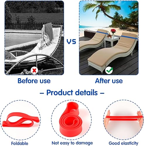 Miniatura 4 de 10 bandas de toalla de silicona para toallas de playa, bandas de goma grandes elásticas para sillas de playa, accesorios de crucero (0.7 x 12