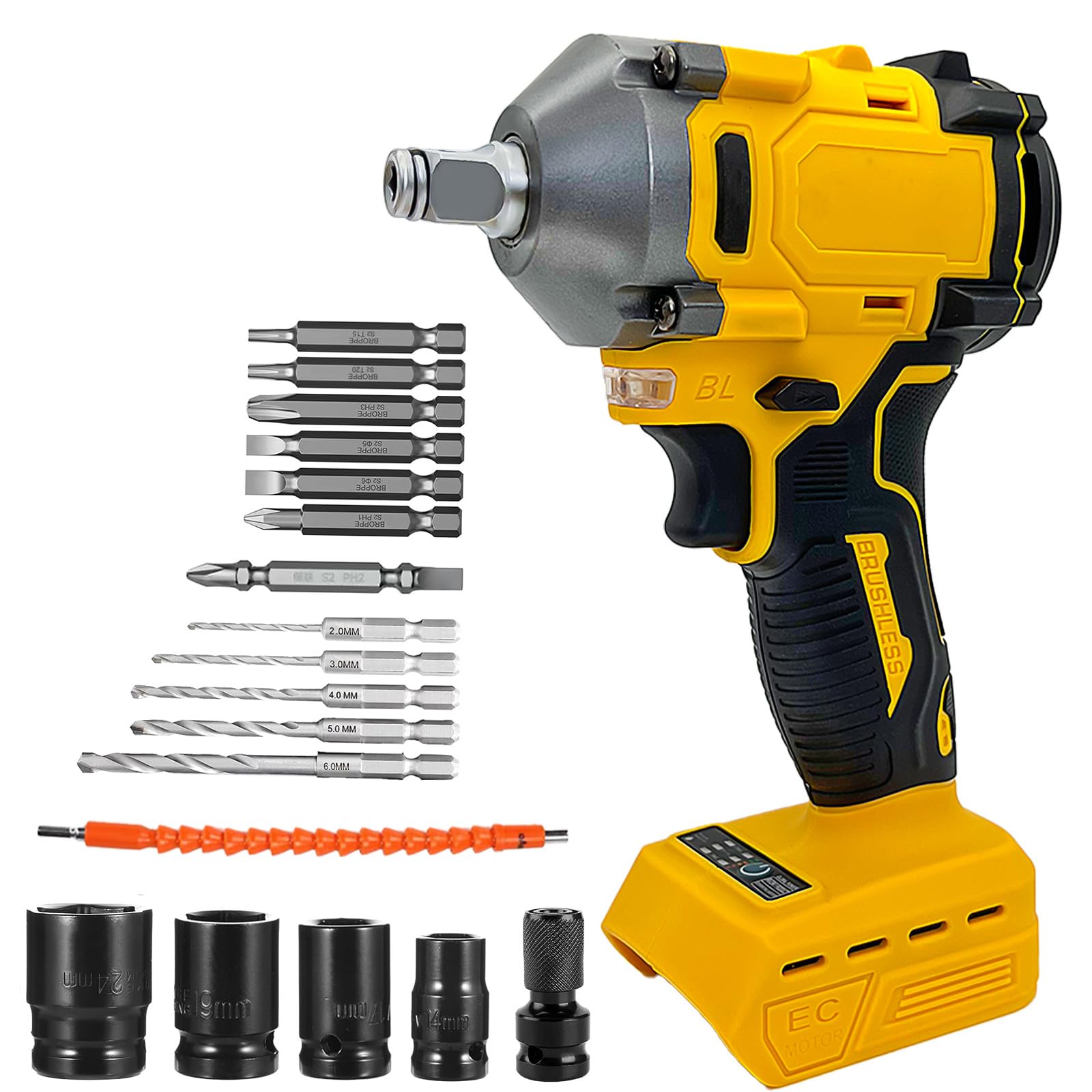 Squaeltirs Cordless Impact Driver 20V,Brushless,350Nm,with 18 pcs Accessories,for DIY Manufacturing Repair (No Battery) โ image 1