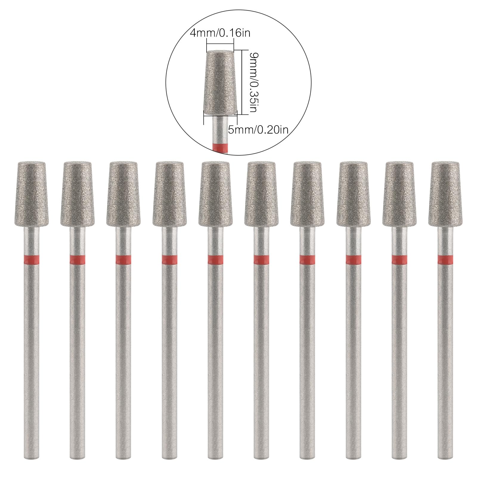 10 brocas de uñas de barril cónico para cutículas de 3/32 pulgadas, lima de uñas eléctrica profesional, brocas de diamante de seguridad para eliminar cutículas de piel muerta y uñas acrílicas