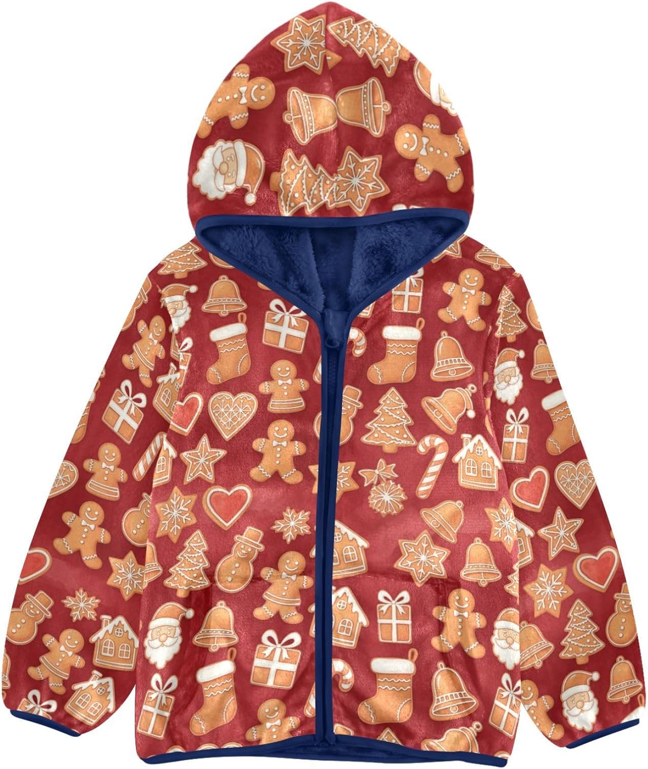 Christmas Toddler Fleece Zip Up Winter Coat Children Cute Baby Boys Clothes 3T