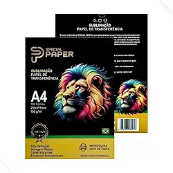 Papel Transfer Sublimático A4 – Pacote com 100 Folhas, Impressão de Alta Definição, Secagem Rápida, Compatível com Impressoras Jato de Tinta e Tinta Sublimática