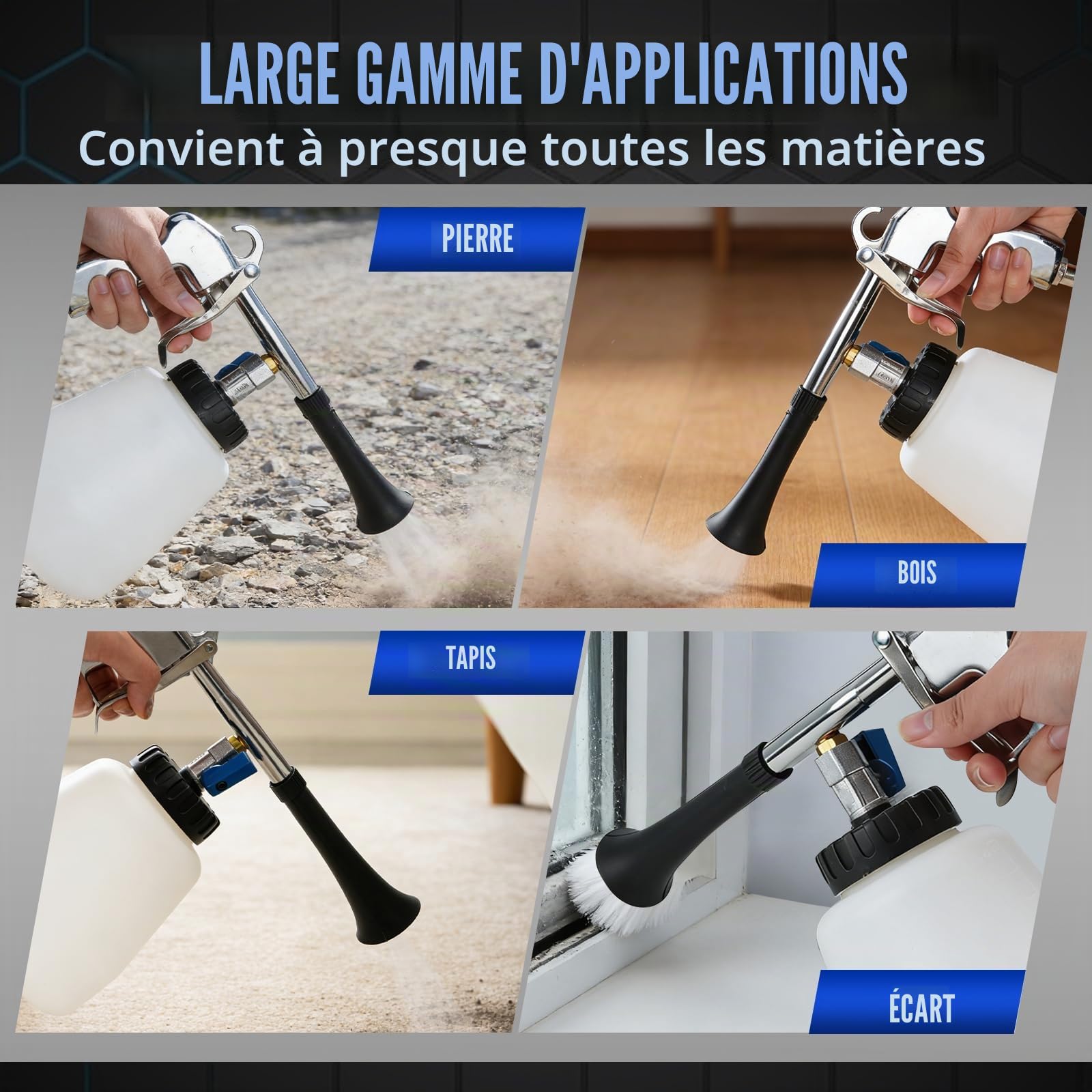 Pistolet Nettoyage Voiture, Pistolet de Nettoyage Haute Pression, Pistolet de Nettoyage Set avec Brosse pour Auto et Moto Entretien Voiture