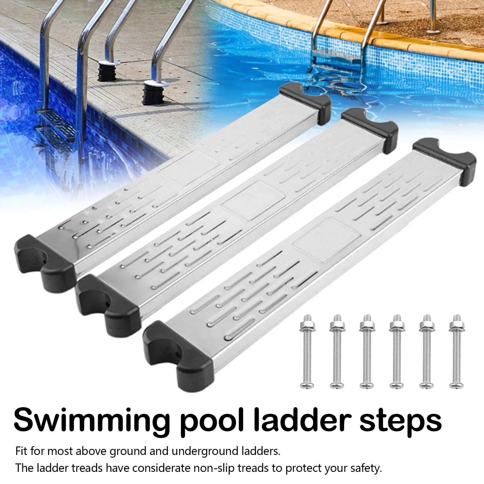 Marches D'échelle Piscine Antidérapante Acier Inoxydable 3 Pièces Pédale échelle Piscine Accessoires