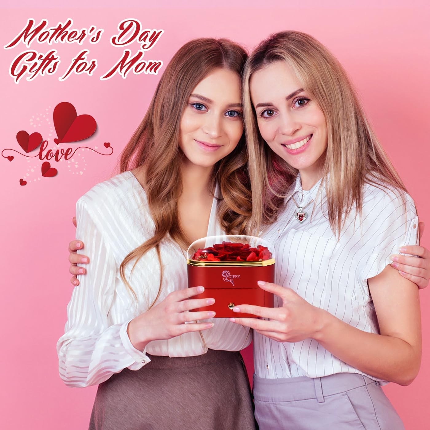 Valentines Day Gifts for Her - Preserved Real Blue Rose with Heart Necklace, Forever Flowers Gifts for Mom Grandma Wife Girlfriend at Christmas, Valentines, Mothers Day, Anniversary or Birthday Gifts for Women to Send Love - Image 5