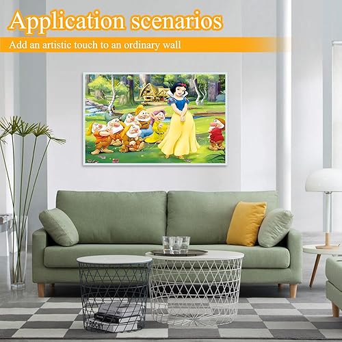 Miniatura 5 de UMOART Kits de pintura de diamantes de princesa, kits de pintura de diamante enanos para adultos y niños, puntos de diamante redondos, personajes de