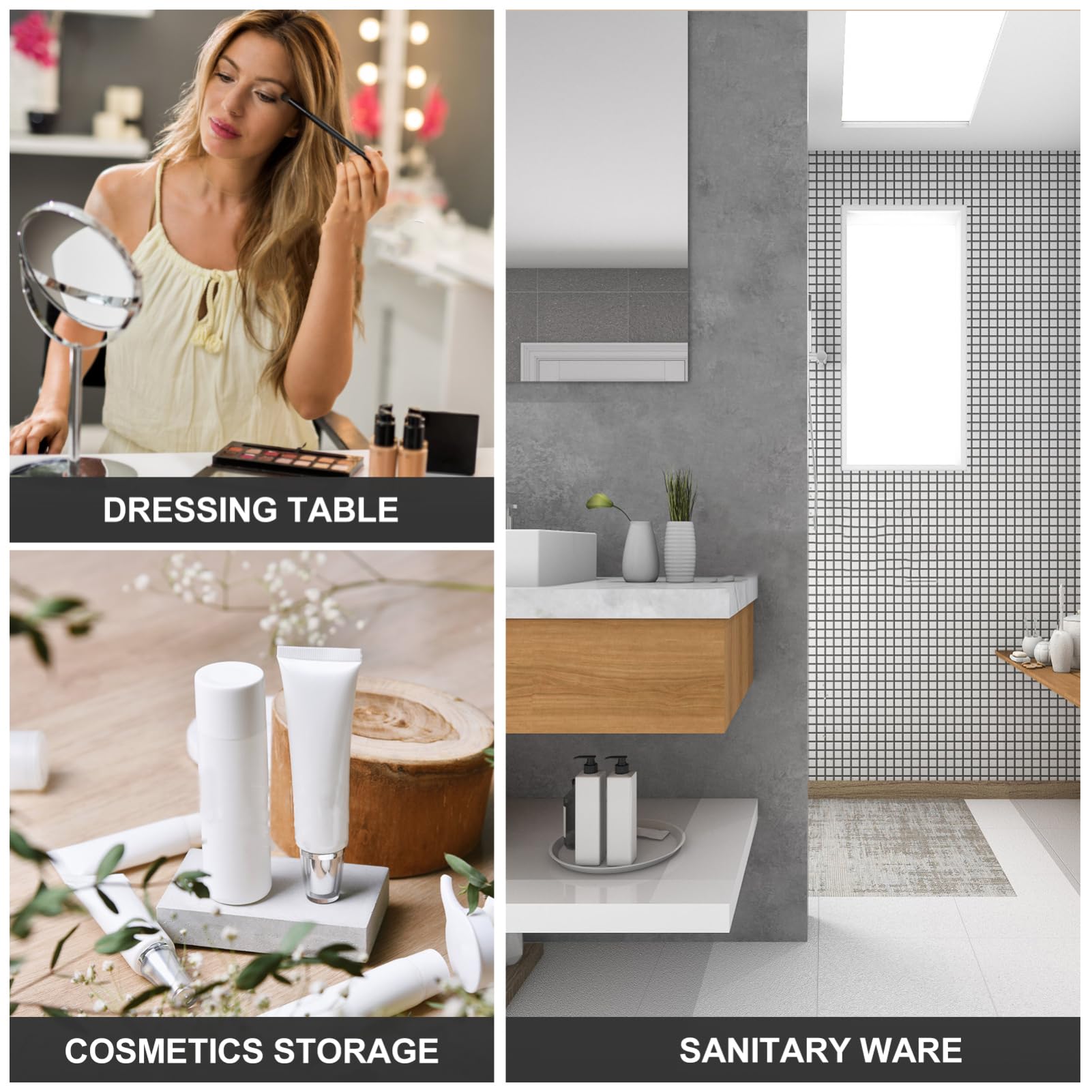 3 Sätze Makeup Organizer mit Abnehmbaren Fächern Großer Kosmetik Aufbewahrungskoffer für Badezimmer Schminktisch Weißes Design für Make Up und Schreibwaren Platzsparend und