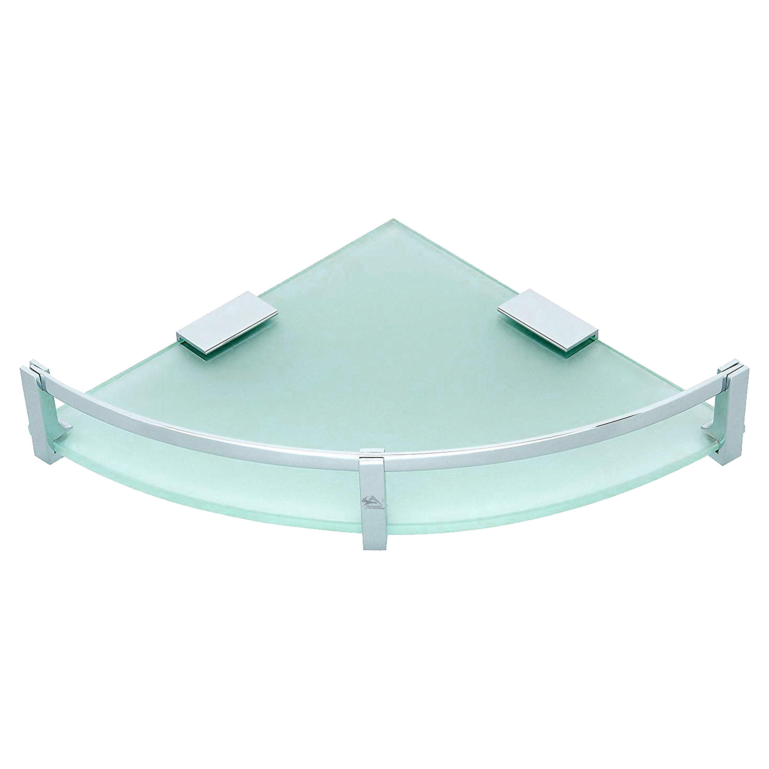 Atlantic Platina Glass Brass Chrome Finish Wall Mounted Corner Shelf for Kitchen and Bathroom (Silver, 8"x 8"x 8mm) (B07NKNS31T) Amazon Price History, Amazon Price Tracker