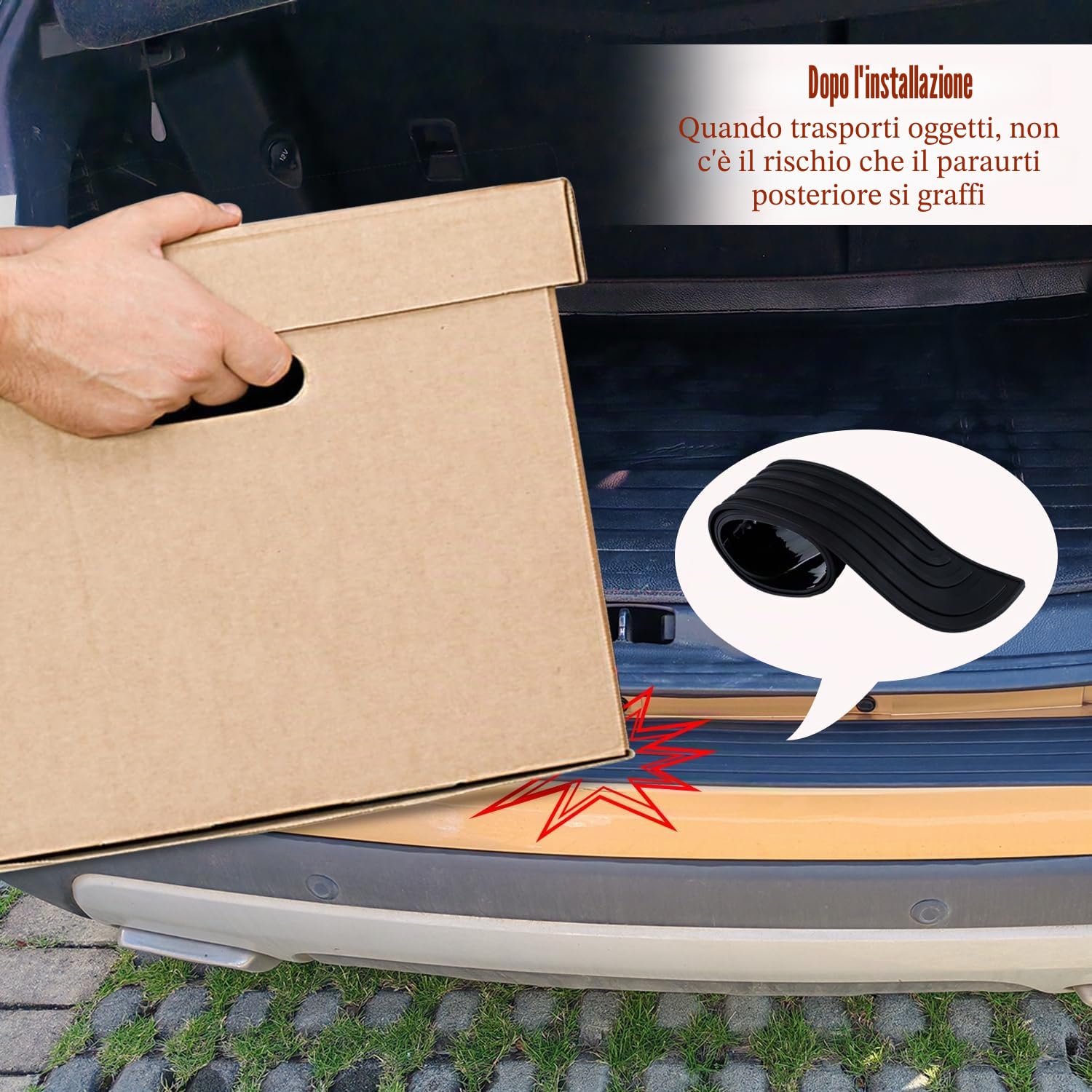 Protezione Paraurti Posteriore in Gomma Autoadesiva 90x7cm – Antigraffio Universale per Auto, SUV, Pickup e Camion | Installazione Istantanea, Compatibile con Tutte le Auto
