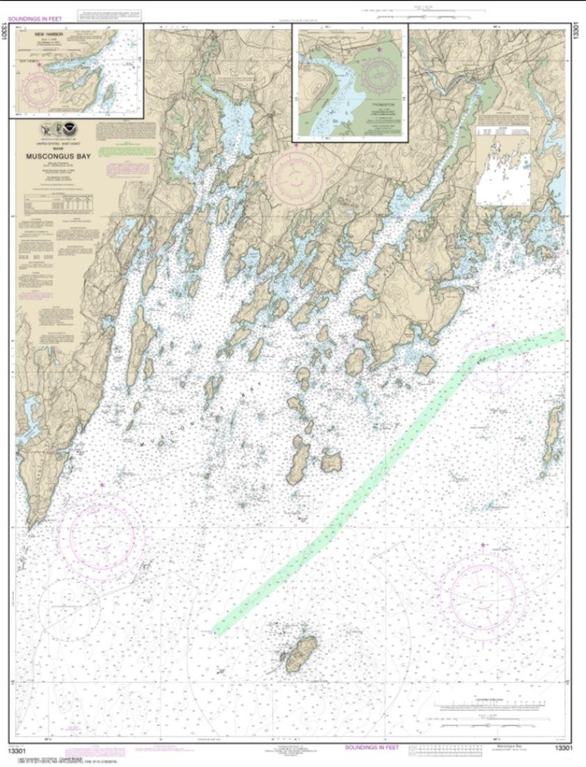 NOAA Chart 13301-Muscongus Bay; New Harbor; Thomaston - Water-Resistant - by East View Geospatial