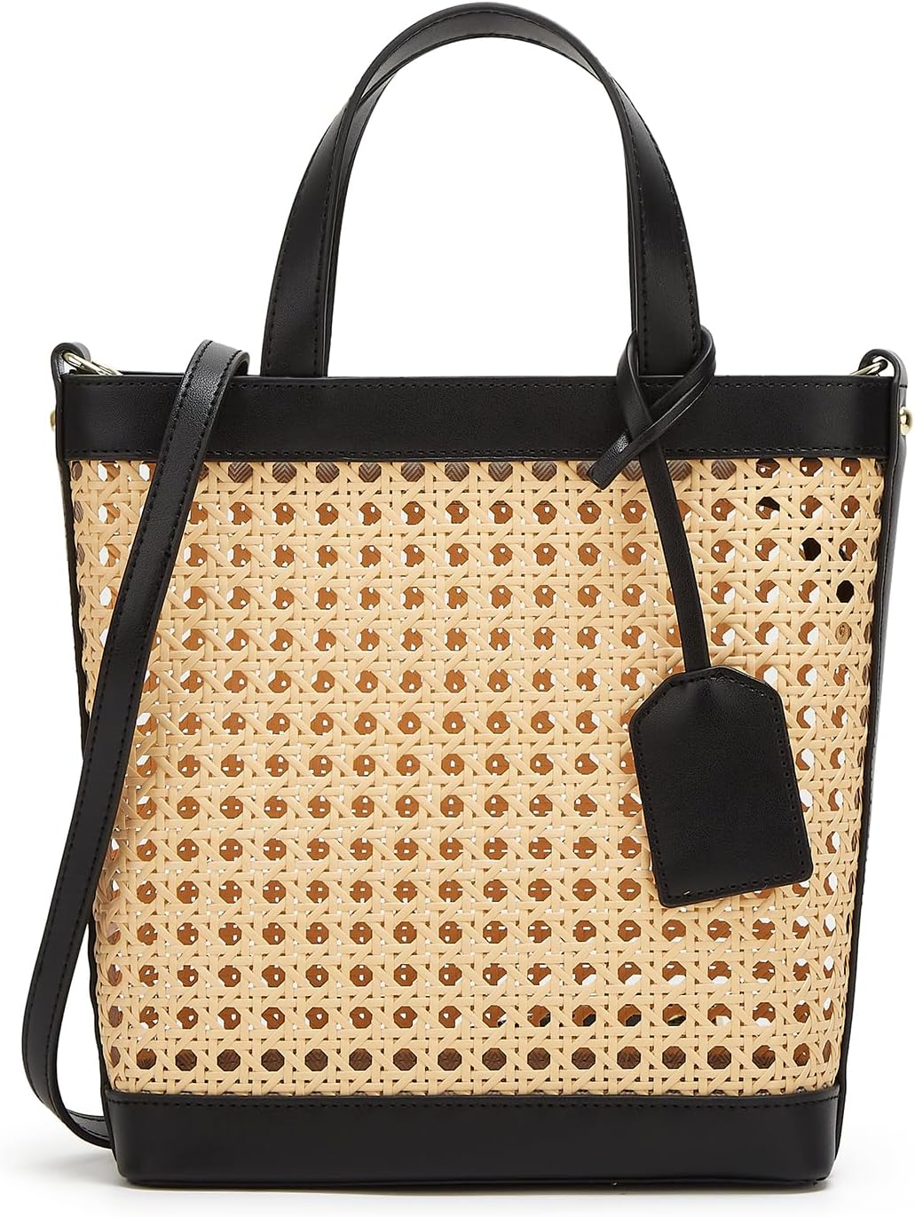 Rattan Tote Bag for Women Straw Beach Bag Crossbody Purse PU Leather Summer Shoulder Bag Cute Boho Purses Tote Handbag