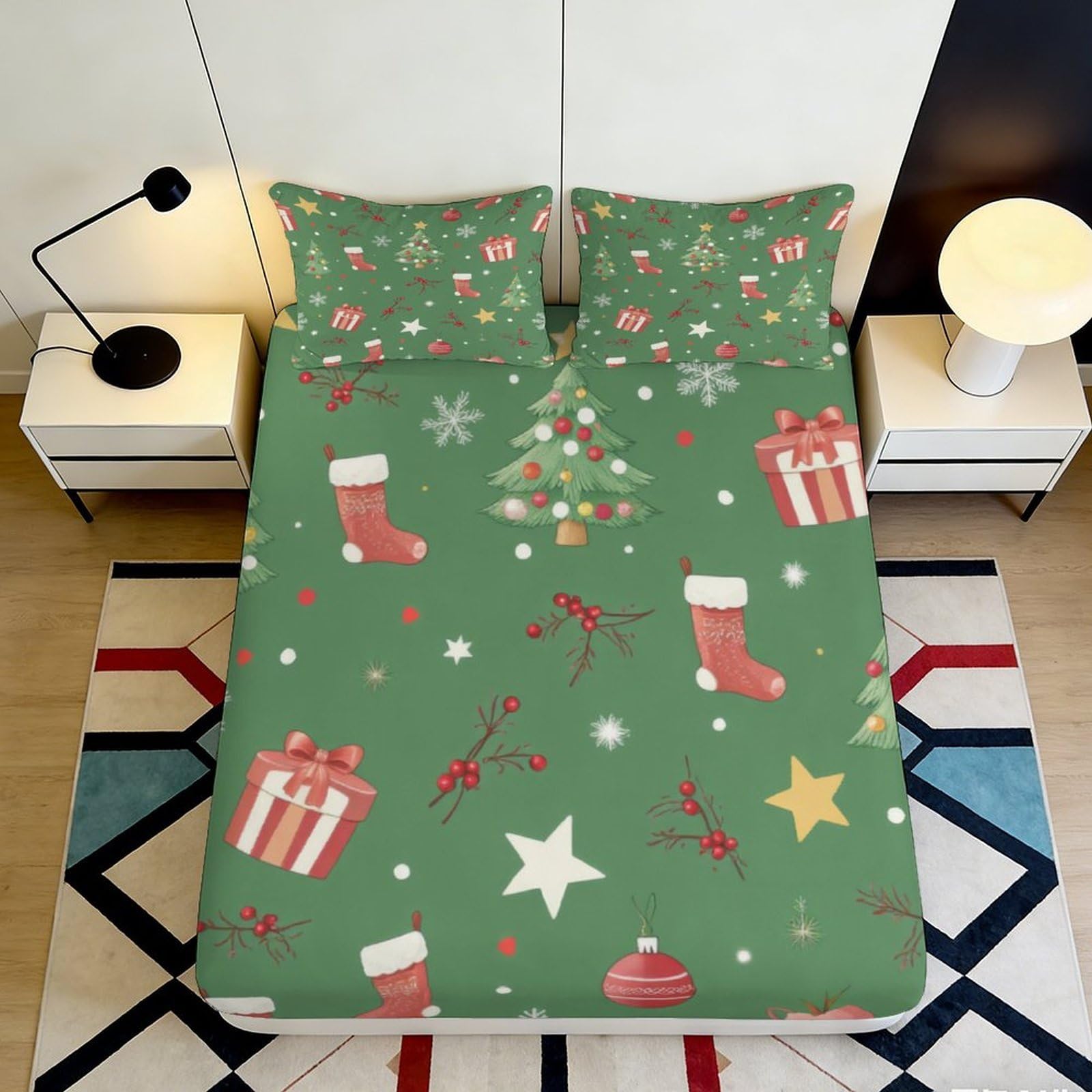 3D Printed Snow Owl Fitted Sheet Microfiber Deep Pocket Bedroom Bedding Snow Owl Mattress Fitted Cover Non-Slip Washable for Adults 200x200x25cm