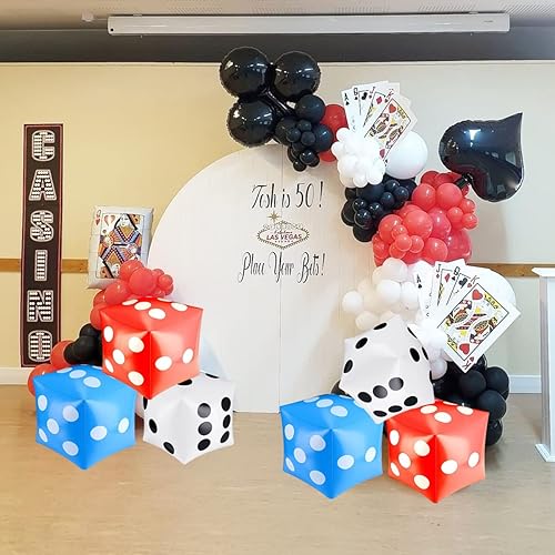 Miniatura 4 de 3 dados gigantes inflables gigantes gigantes para interiores y exteriores, juego amplio, Ludo y fiesta en la piscina (blanco, azul, rojo)