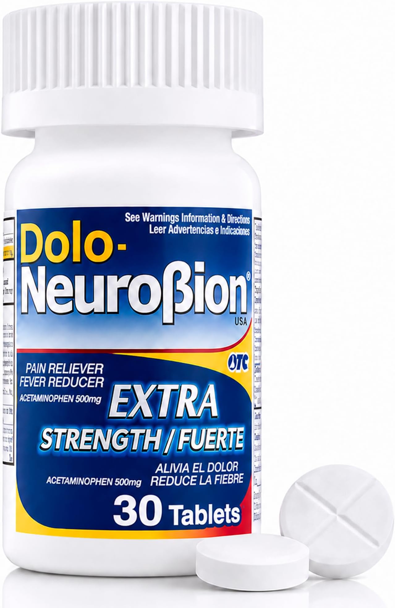 Dolo Neurobion 30 Tablets - Pain Reliever, Fever Reducer, Extra Strength, Fuerte, Alivia el Dolor, Reduce la Fiebre