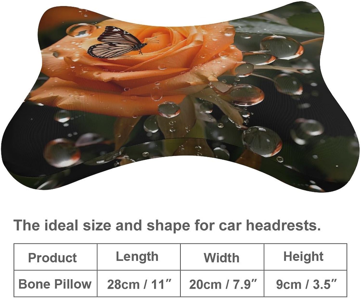 Orange Rose Flower 2 Pack Car Neck Pillow Car Headrest Soft Car Pillow for Most Cars