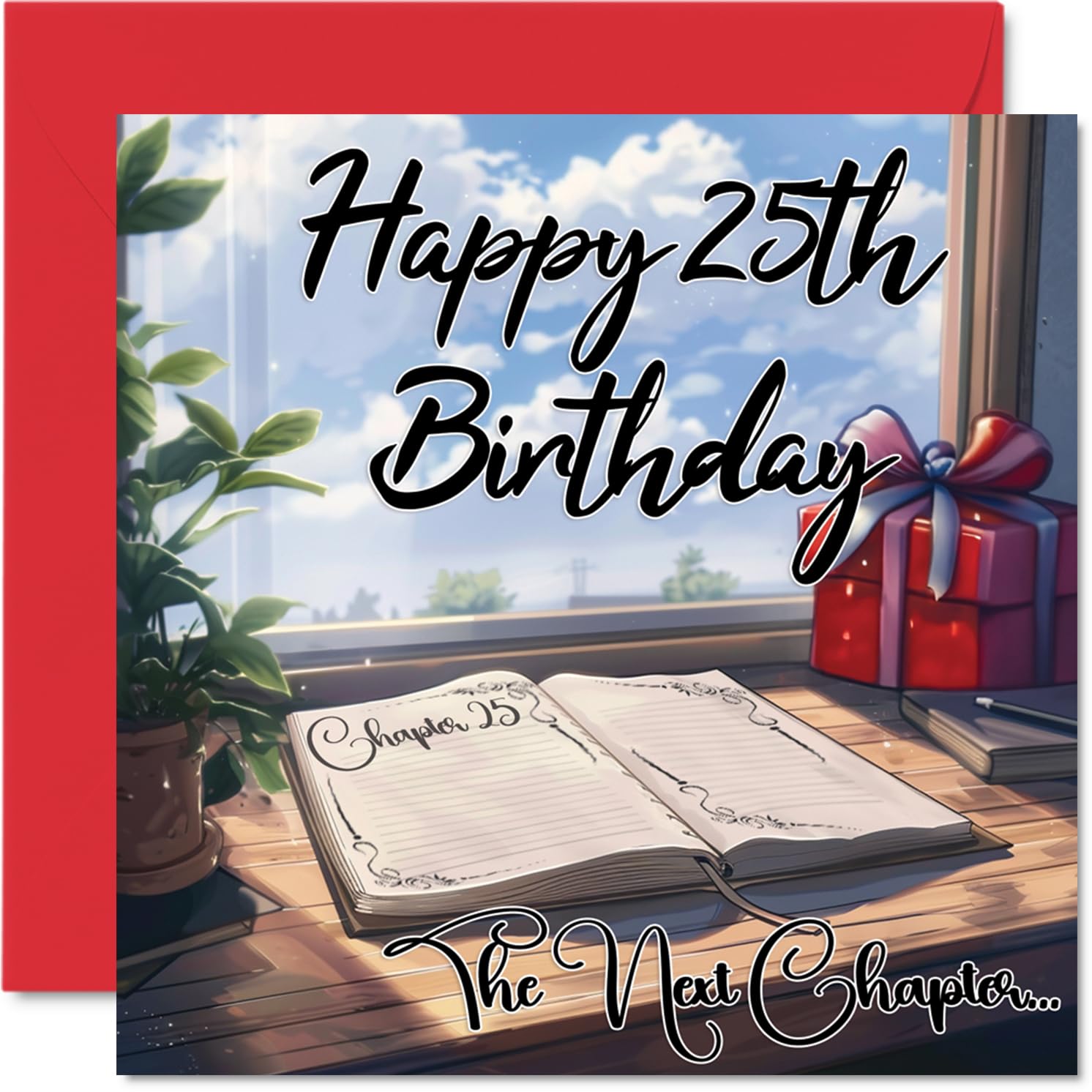 Anime 25th Birthday Cards for Woman Men - The Next Chapter - Happy Birthday Card for Son Daughter Brother Sister Uncle Auntie Niece Nephew Cousin, 145mm Bday Greeting Cards