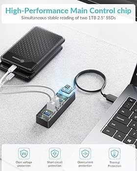 USB Hub, PHIXERO 4-Port 3.0 Hub Multi Port Expander, Fast Data Transfer Splitter For Laptop, Compatible With All Device
