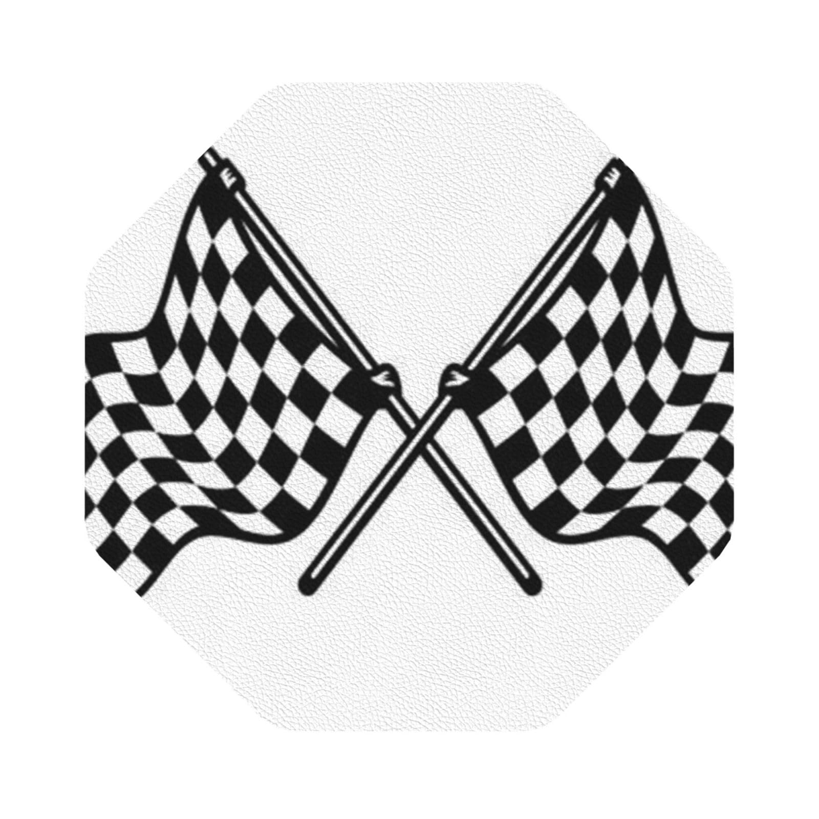 Checkered Flags Race Flag PU Leather Coasters Set of 6 Octagon Drink Coasters