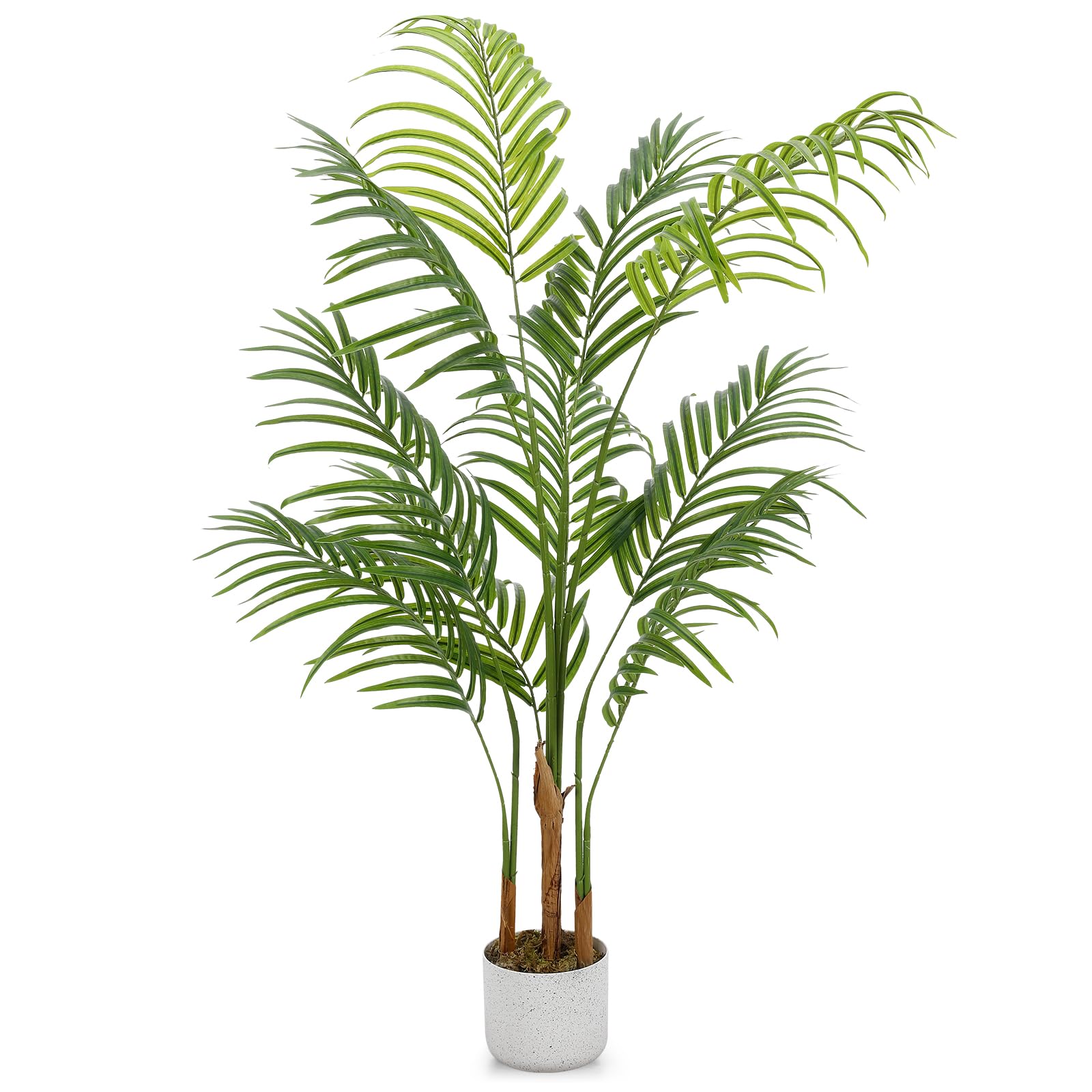 GarveeHome Palma de Areca Artificial 100/120/130 cm, Planta Artificial Alta para Interiores, con Maceta Blanca