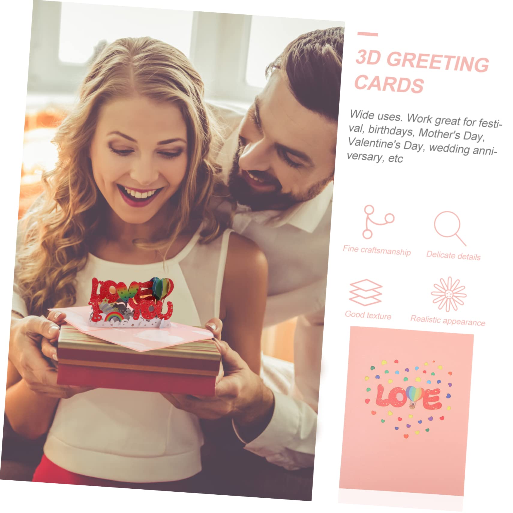 Operitacx 5sätze Grußkarten Für Valentinstag Hochzeitstag Muttertag Kreative Papierkarten Mit Love You Design Für Besondere Anlässe Langlebig Und Ansprechend