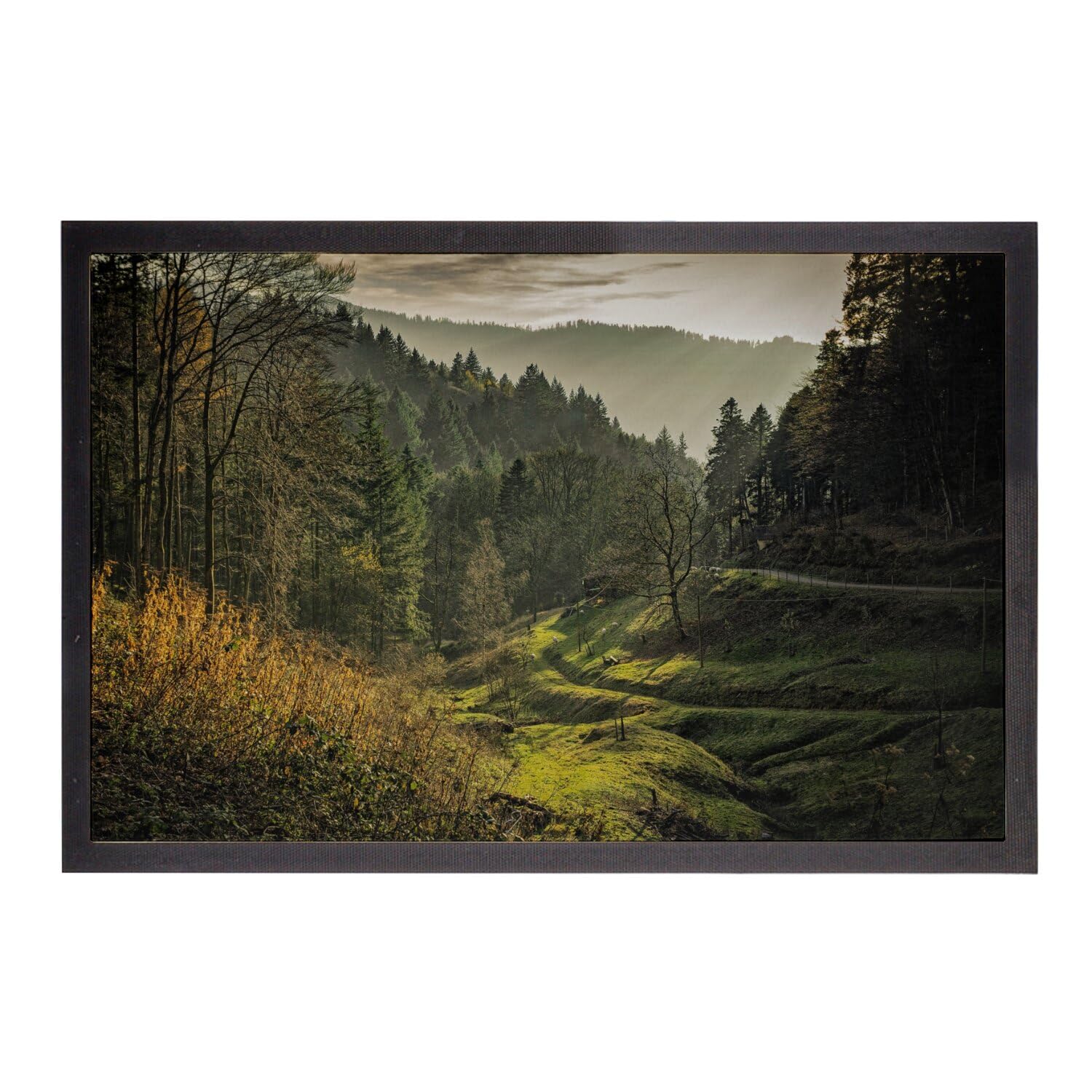 Paillasson Colline Verdoyante imprimé paysage de montagne haute définition en 75x50cm