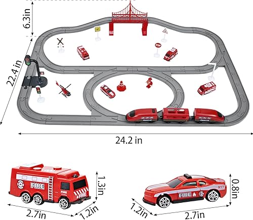Vista 6 de Wdmiya Juego de trenes para niños pequeños, 73 piezas de juguetes de tren para niños de 3 a 8 años, juegos de trenes eléctricos con pistas
