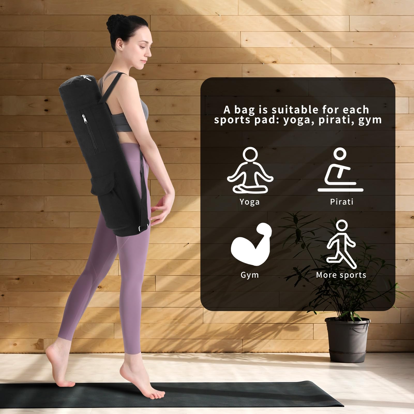 Borsa Per Tappetino da Yoga Borsa Per Tappetino da Yoga in Tela Borsa da Yoga Multifunzionale Zaino da Trasporto Per Yoga con Cinturino Regolabile Per Riporre Tappetini da Yoga