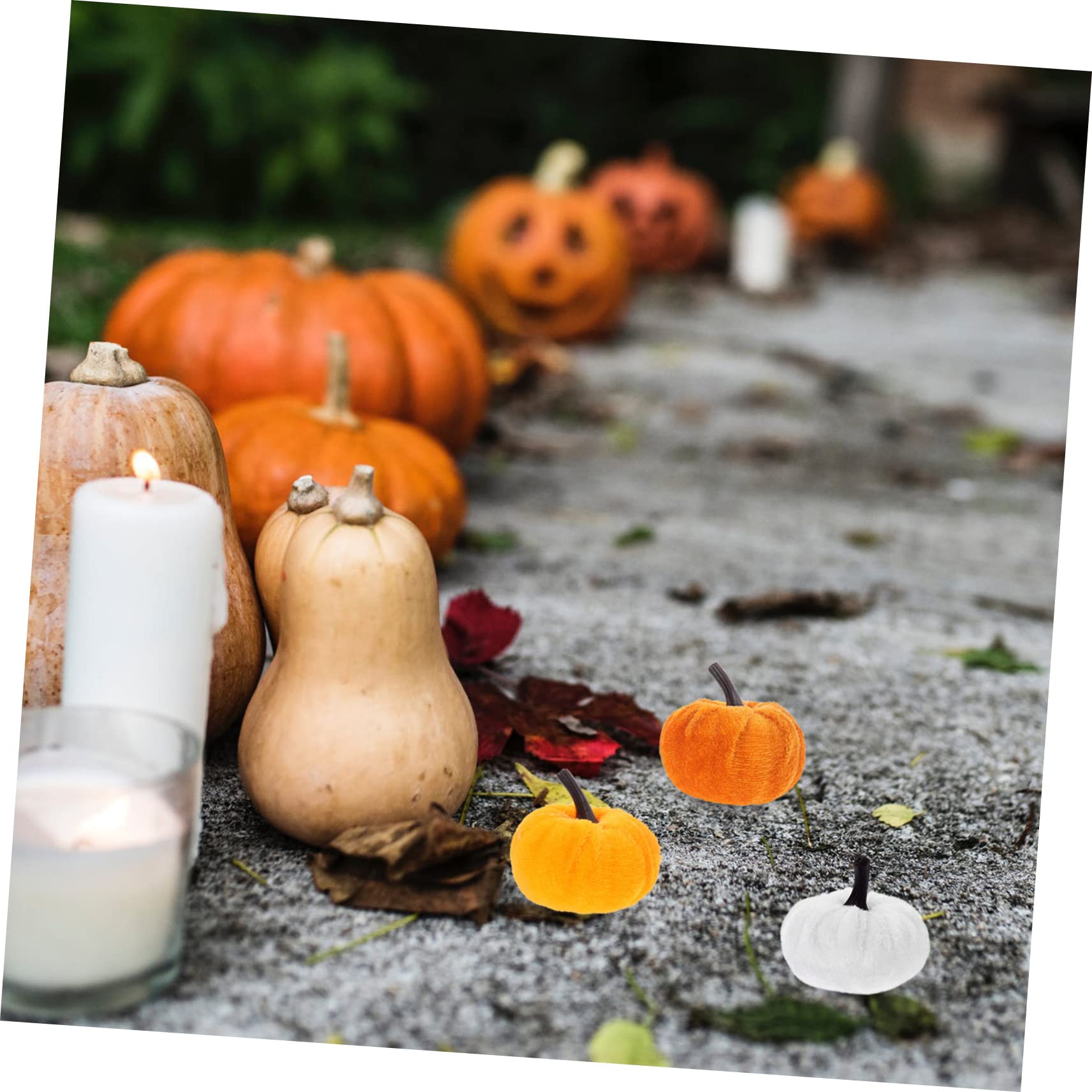 TOPBATHY 50 Stück Flanell-Kürbis Kleiner Herbstkürbis herbstliche Dekoration Halloween Dekoration Halloween- Autumn Decor Plüsch gefälschter lebensechter Stoff