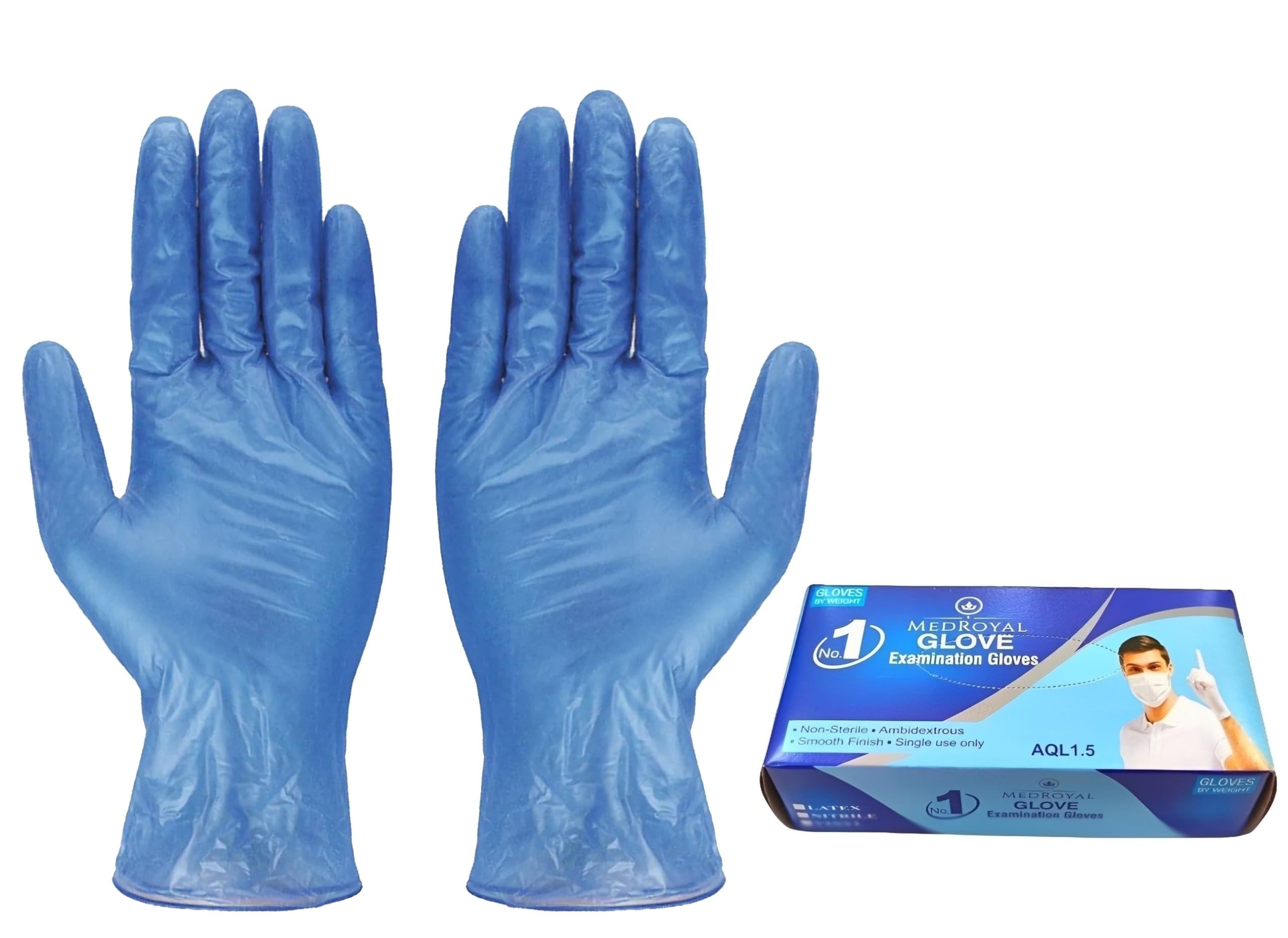 MEDROYAL NO.1 GLOVE Blue Vinyl Medical Examination Disposable Powder Free Non-Sterile Gloves, Food Grade (Blue Vinyl, Box of 80) (Large) (B0CLVKG22X) Amazon Price History, Amazon Price Tracker