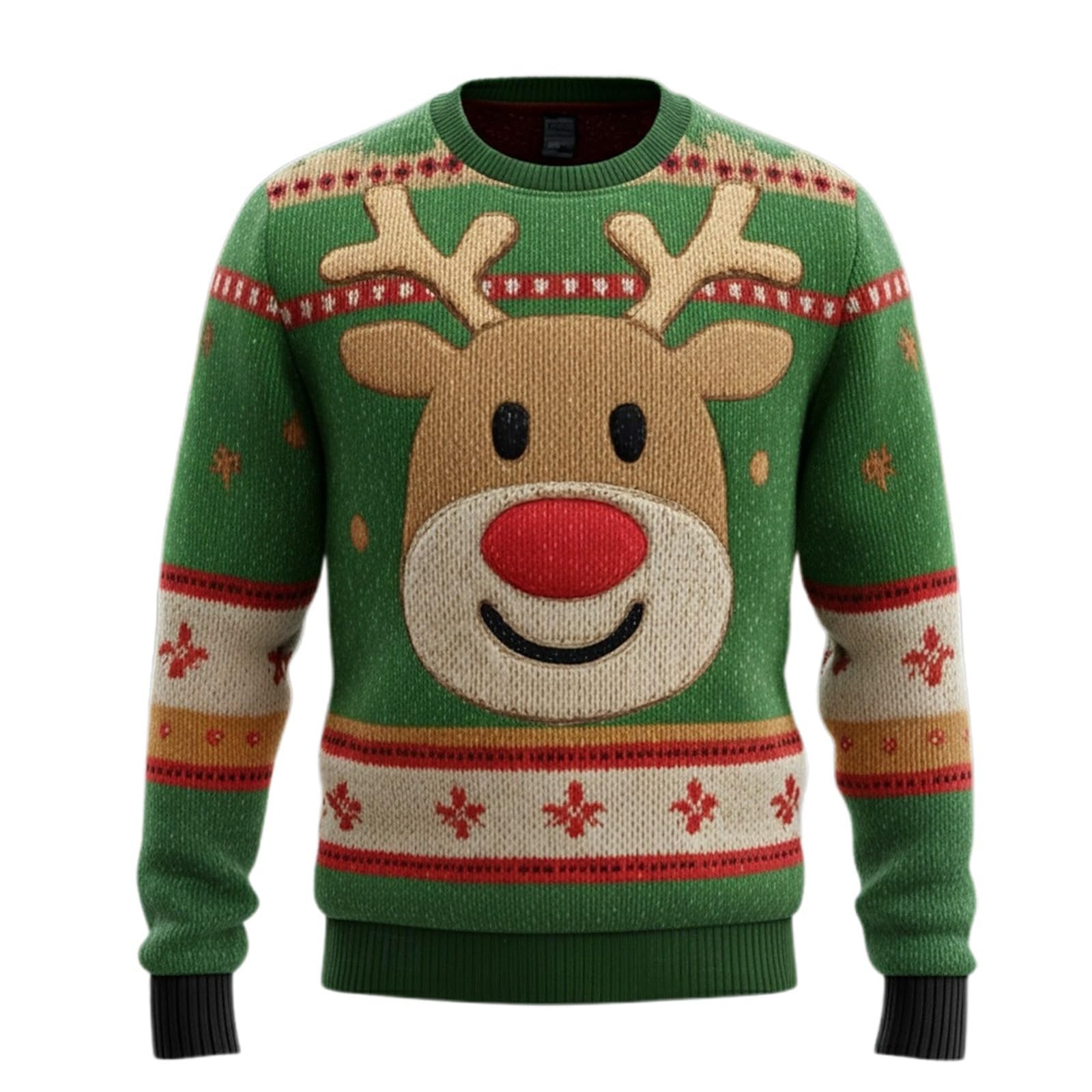 Pull Noël Homme, Pull Noël Homme Créatif De Mode Funny Sweatshirts Noël Imprimé Pull Moche Noël Doux Pull En Doux Pour Noël Chaud Sweats Manches Longues Pullover Col Rond Pull Décontracté Sweater