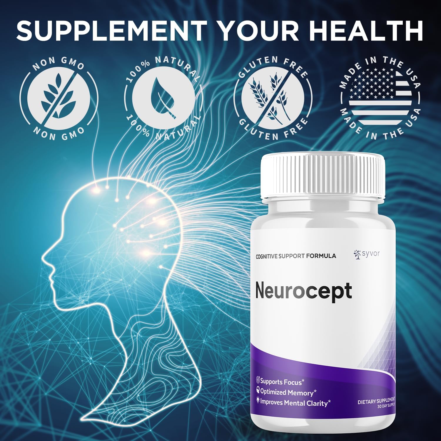 (5 Pack) Neurocept Capsules, Official Neurocept Brain Supplement Pills with All Natural Ingredients, Advanced Formula Support Pills with Max Strength Premium Vitamins for Women & Men (300 Capsules) - Image 6