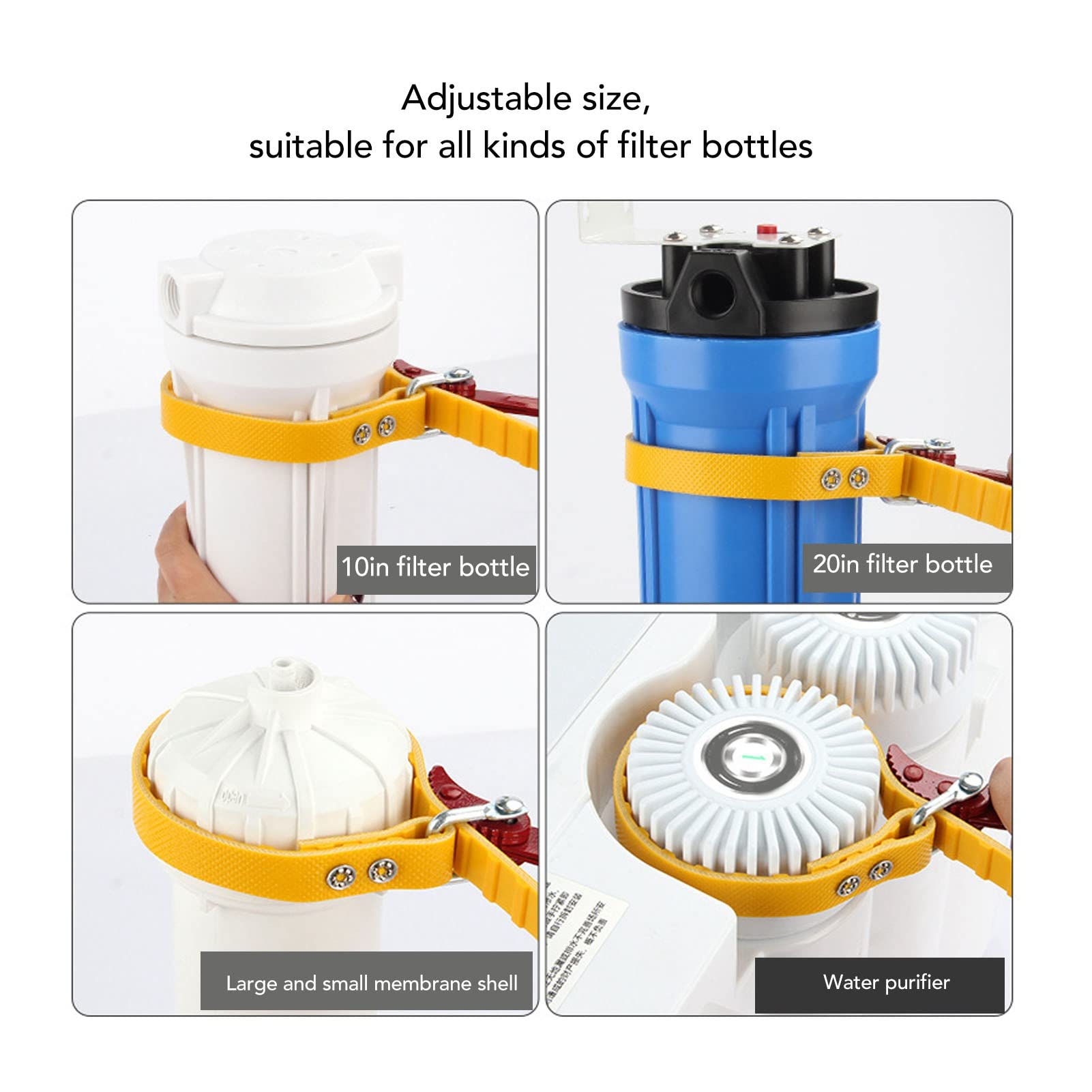 TOPINCN Strap Adjusted Wrenches ABS Leather Anti Skid Universal Filter Bottle Wrench for 10in 20in Filter Bottle Adjusted Pipe Wrench - Image 3