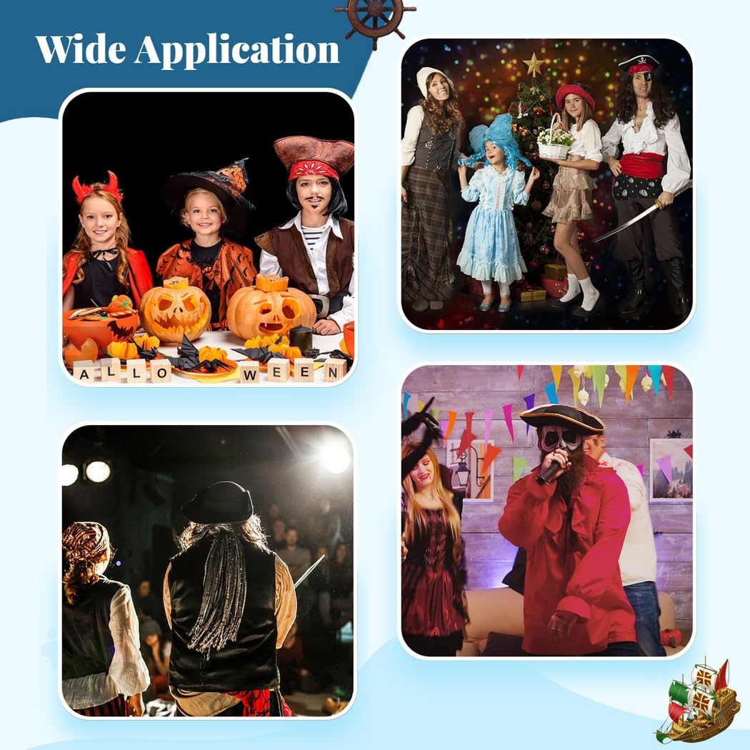 Piratenkostüm für Mädchen, Buccaneer-Verkleidungsset für Kinder, Cosplay-Piratenoutfit mit Augenklappe, Hut, Stiefelüberziehern und Accessoires, Rollenspiel-Kostüm