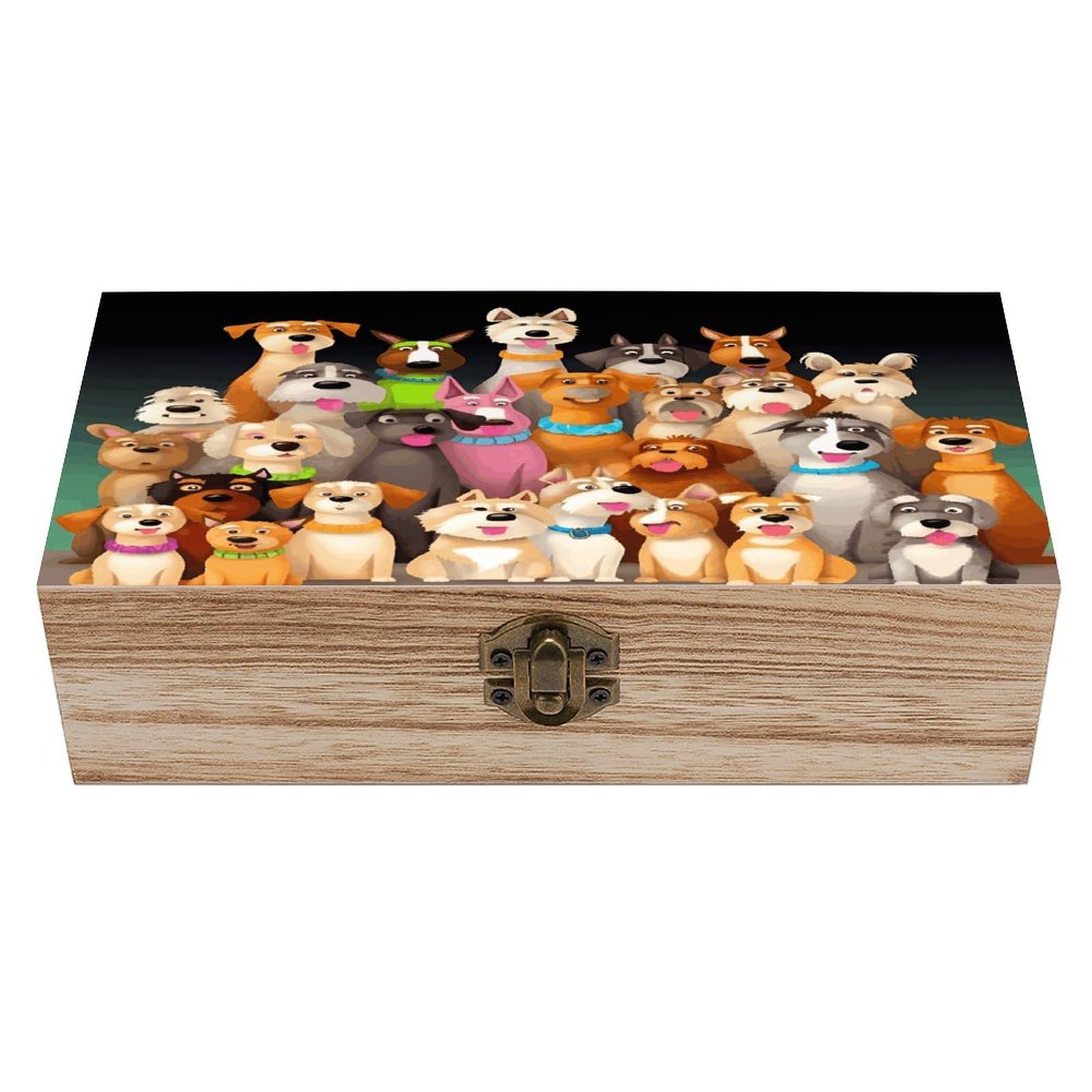 LZQPOEAS Dogs Wooden Box Storage Space to Organize Jewelry in A Beautiful Small Storage Box Decorative Card Boxes Memory Treasure Boxes for Crafts And Photo Storage