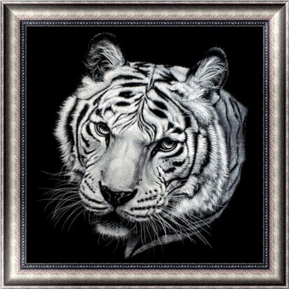 GEZHF Diamond Painting Full-Diamond 5D DIY Diamonds Black Lion Tiger Pattern Diamond Embroidery Cross-Stitch Rhinestone Mosaic Painting Decoration sdgh