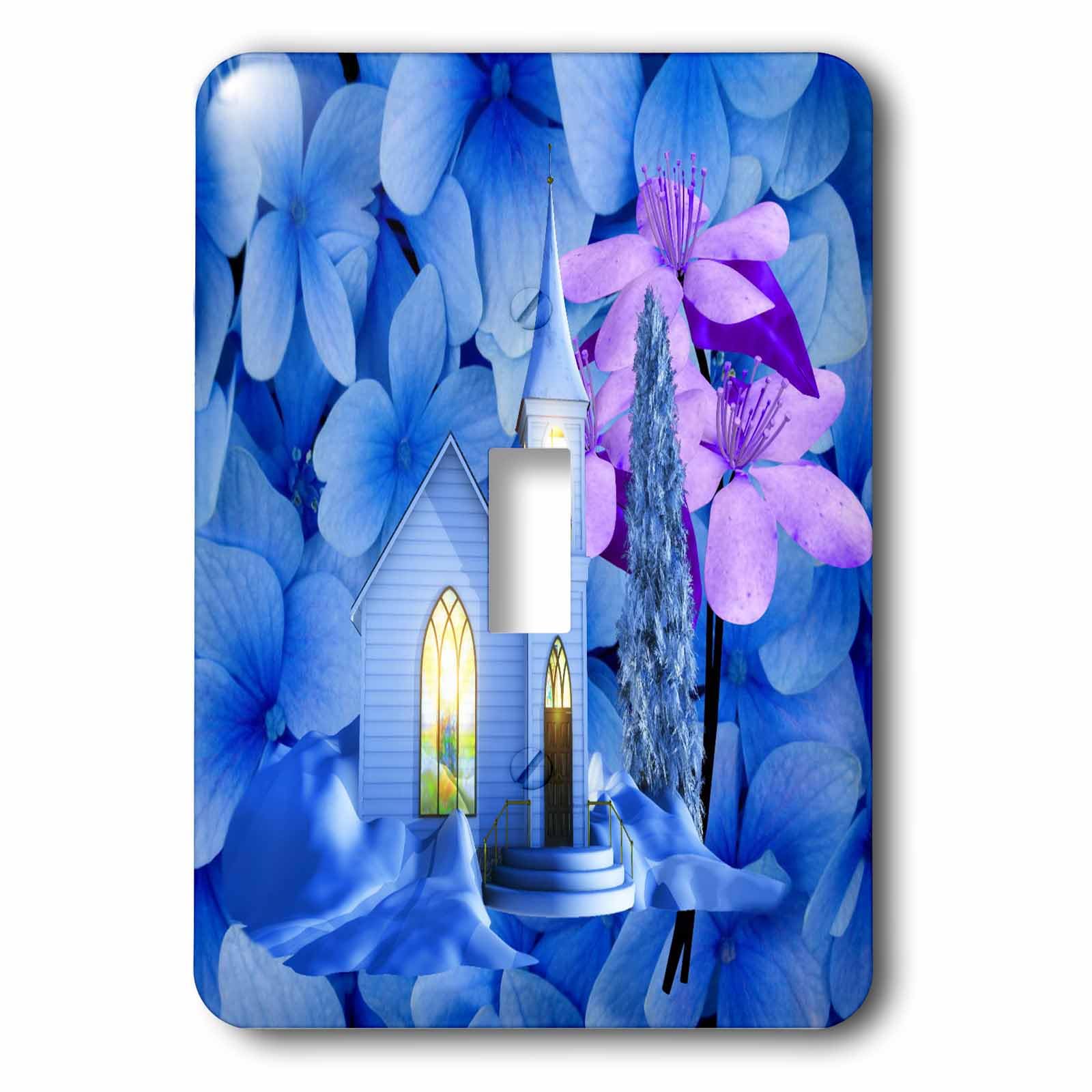 Interrupteur à baïonnette motif fleur bleue 3dRose LSP_52237_1
