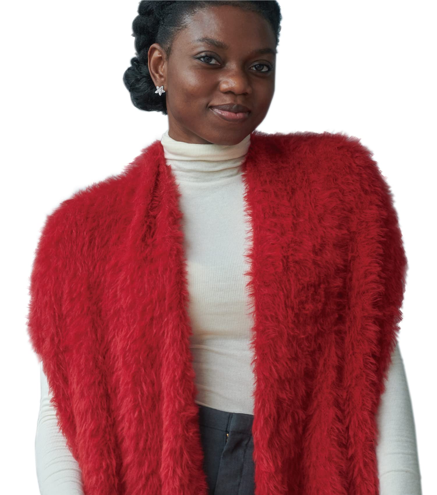 KM CHOICEONE Scarf: Faux Fur Infinity Scarfs or Shawl Wraps for Women Winter Warm, Soft & Fluffy Scarf in Gift Box