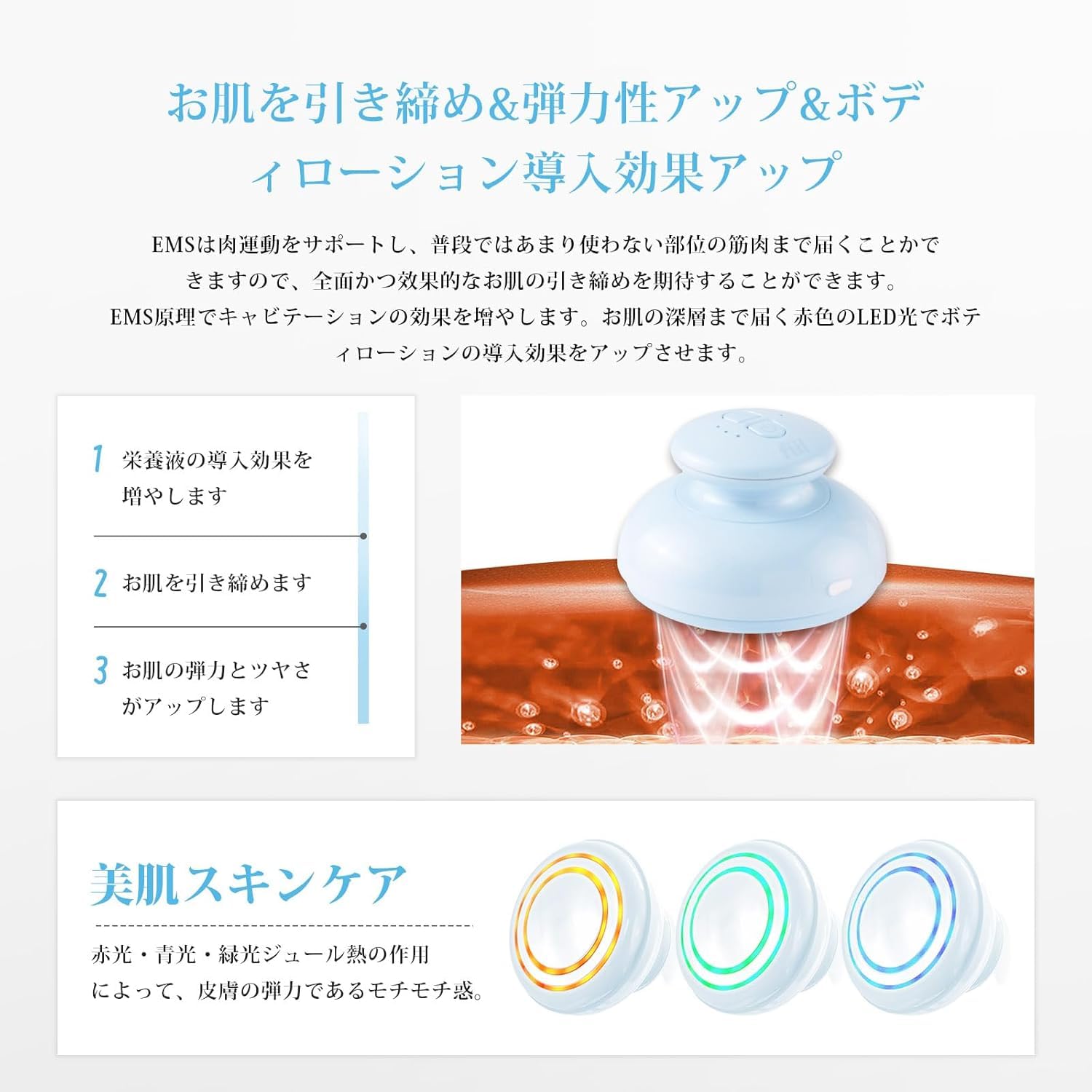 Amazon.co.jp: FIIL 腹筋 EMS ボディ美容器 1台多役 RF 超音波 振動 3