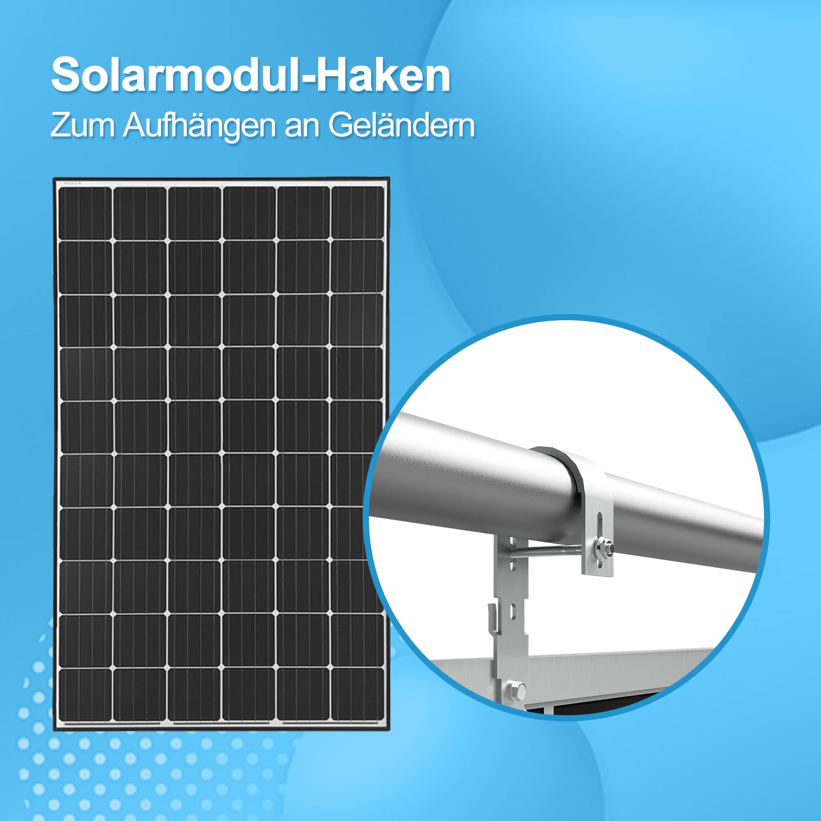 Balkonkraftwerk Halterung Befestigung für 1 Solarmodul, Solarmodul Halterung Balkon Neigungswinke 0° & 15-30°, Wandhalterung Balkonkraftwerk