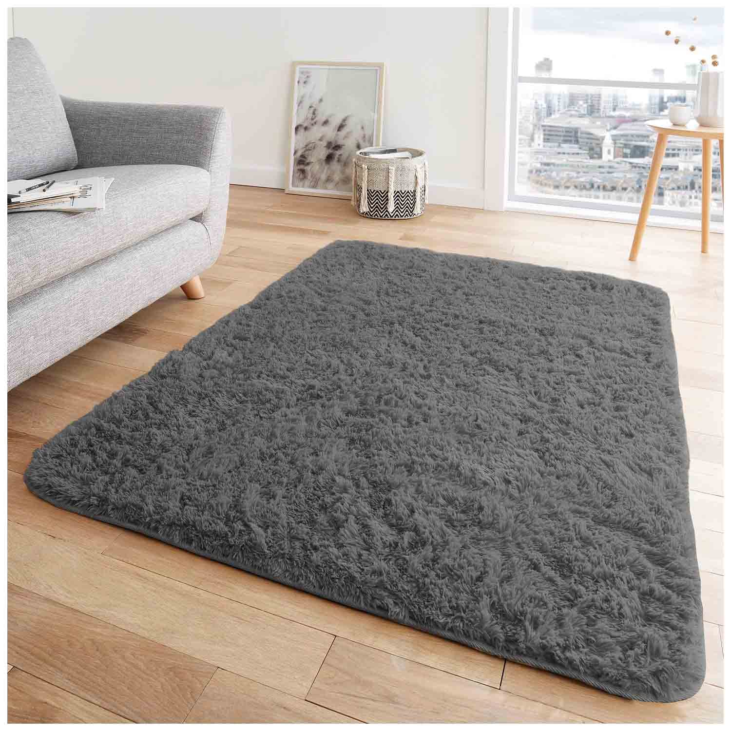 GC GAVENO CAVAILIA Fluffy Area Rugs, Charcoal, 60X110