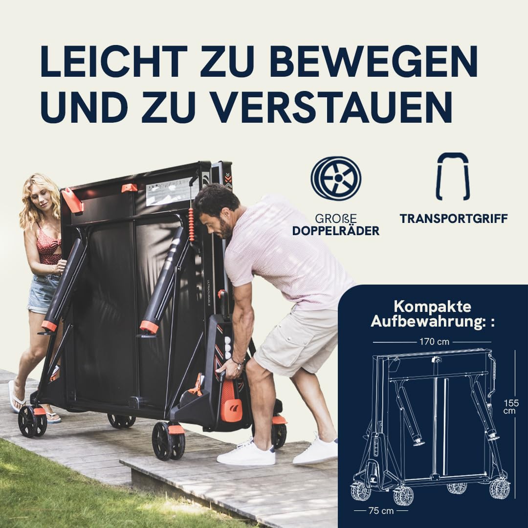 CORNILLEAU 700X - Outdoor Tischtennisplatte - Hochwertig und funktional - 8 mm Melaminharzplatte - Turnierqualität - Klappbar - Wetterfest - Robust