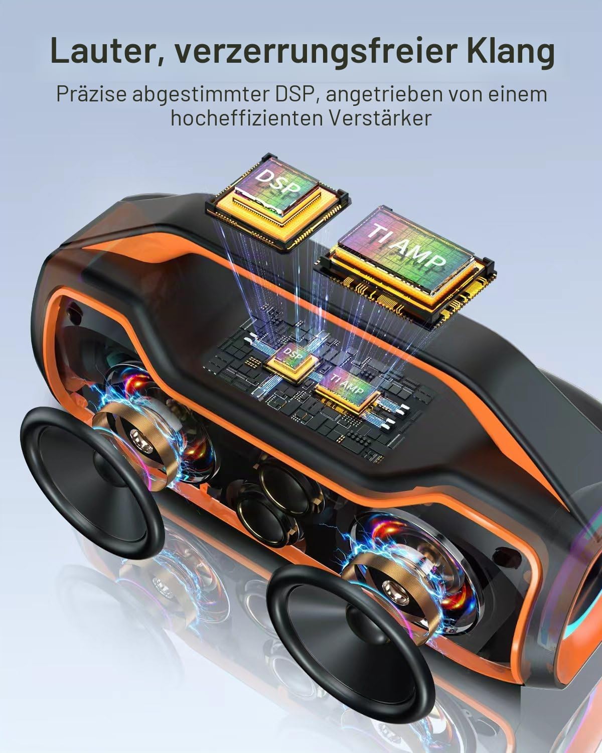 Bluetooth Lautsprecher Tragbare Musikbox Outdoor 120W Peak Bass Boost | 2x Subwoofer IP65 Wasserfester speaker 24h Akku Unterstützung DSP/TWS/AUX/TF/BT5.4, Geeignet für Partys,Strände,Camping