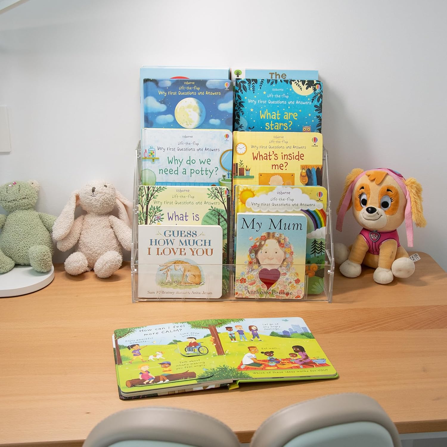 Small Kids Bookshelf, Portable Clear Book Shelf, Desktop Book Display, Tabletop Book Organizer for Kids and Toddler in Nursery, Baby Room, Playroom