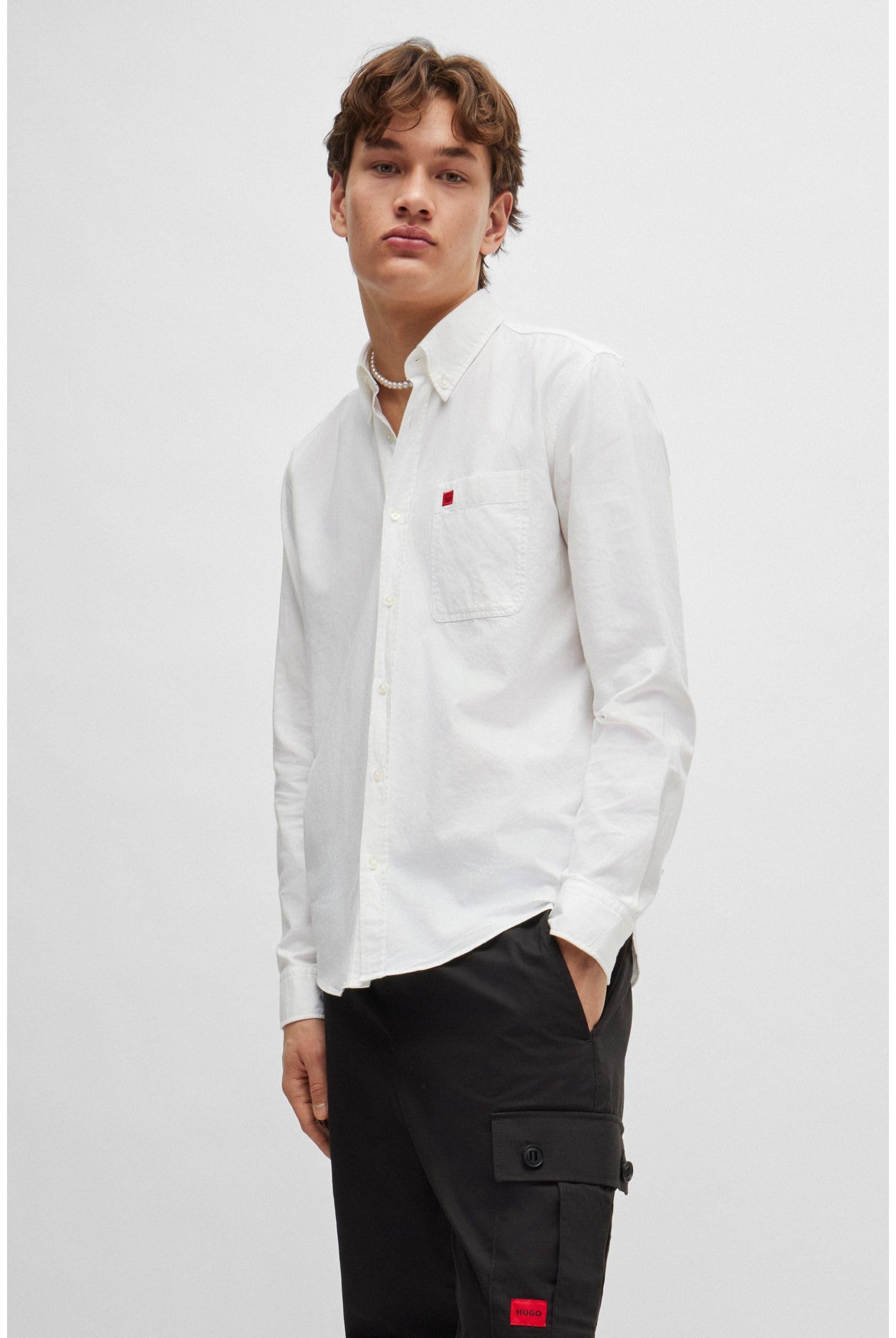 HUGO Herren Evito Slim-Fit Hemd aus Oxford-Baumwolle