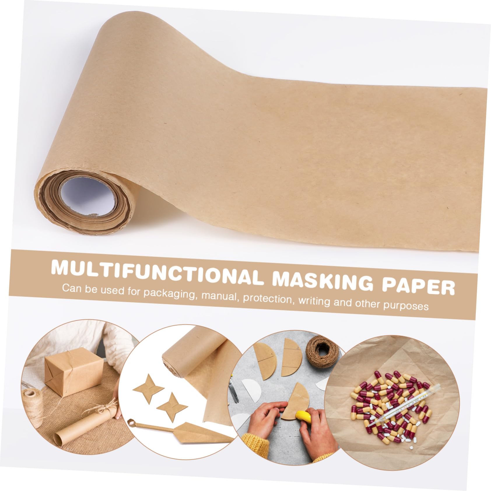CTIRCHIU Braunes Kraftpapier Packpapier Rolle Reißfest Vielseitig Einsetzbar Blumenstrauß Geschenkverpackung DIY Verpackungspapier Natürliche Braune Farbe
