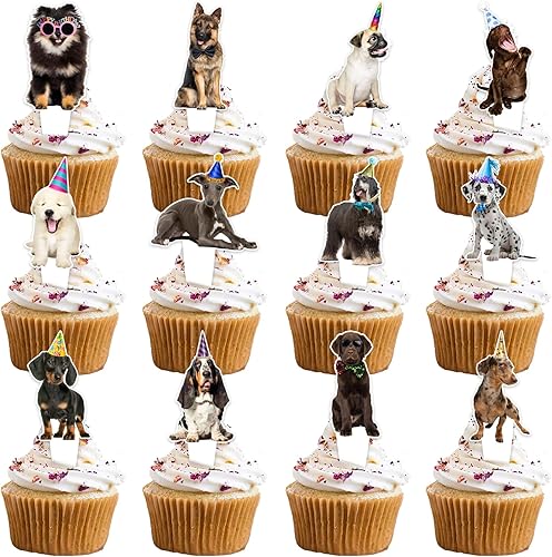 Miniatura 1 de 24 piezas de decoración para cupcakes de postre para perros y mascotas, decoración temática de adopción, baby shower, niños y niñas, suministros de