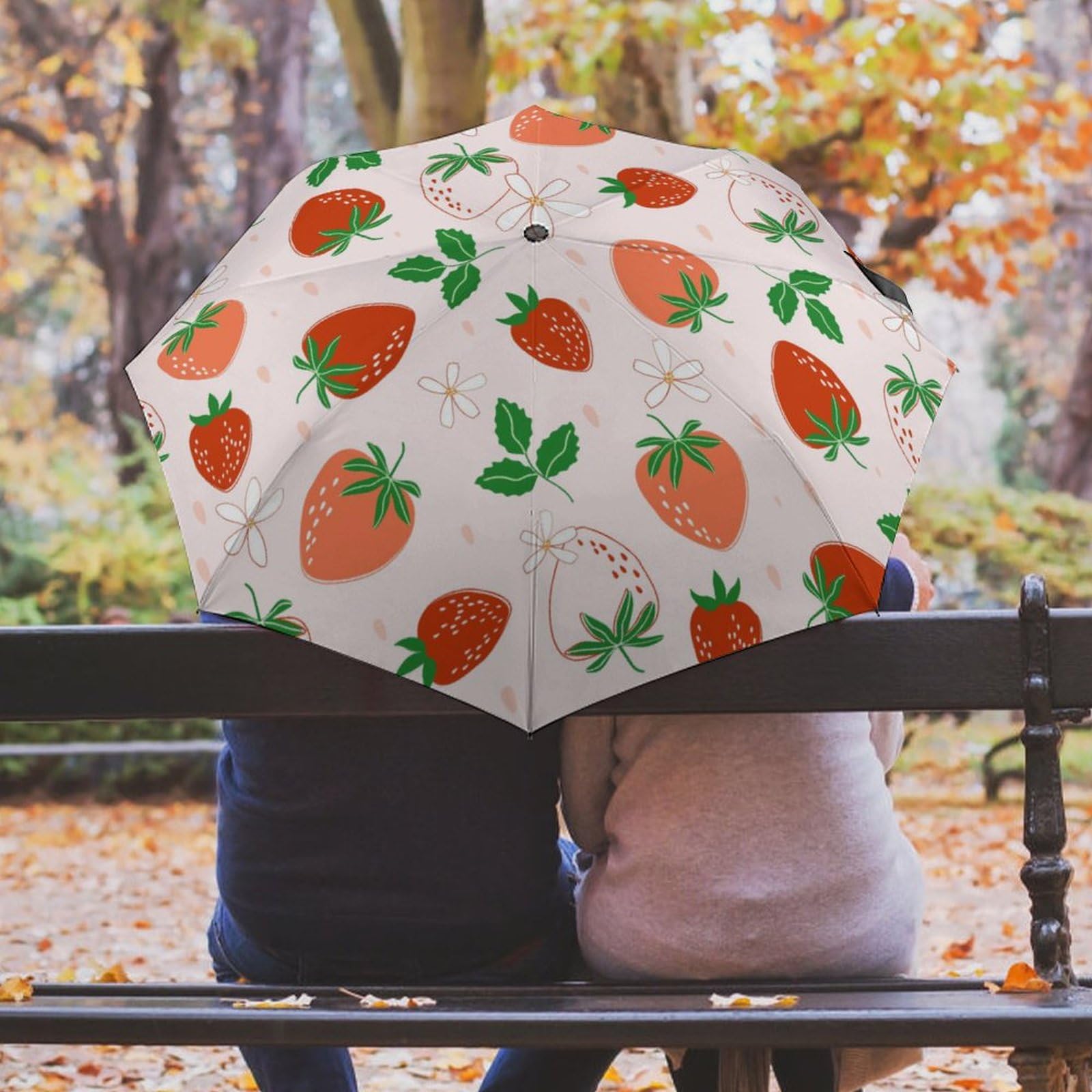 Amazon.co.jp: 折りたたみ傘 いちご柄 苺柄 イチゴ柄 三つ折り傘
