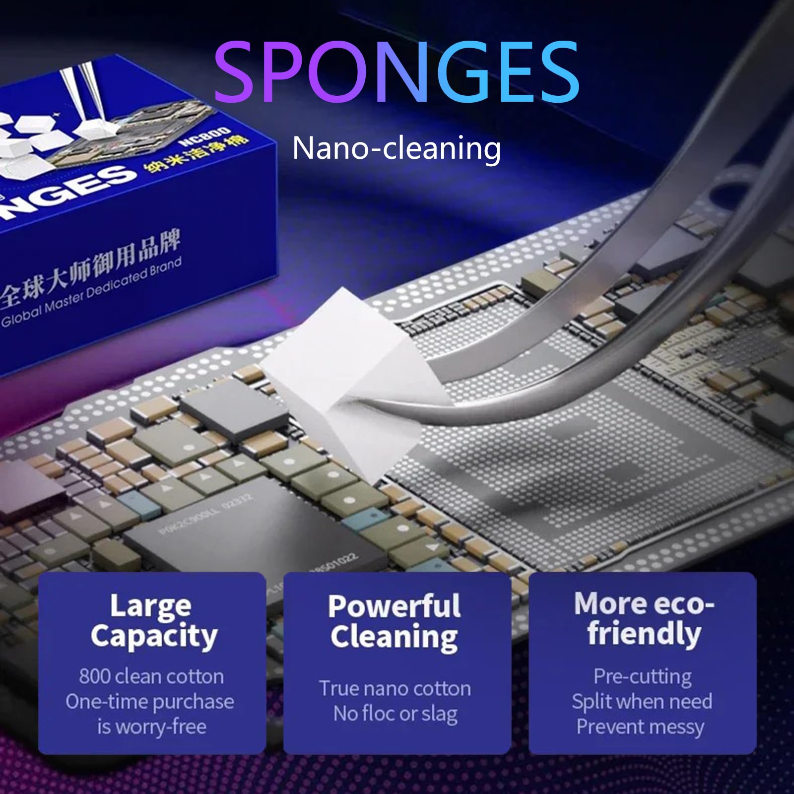 HERAON Electronics Care Set Systems NC800 Sponge with Tweezer Simple to Operate for Keyboards Remover